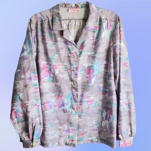 Vintage Pastel Trippy Floral Buttondown